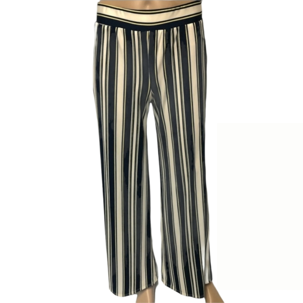 NEW A. Byer Navy Blue Yellow & White Striped Pants - Picture 1 of 13